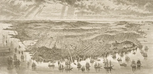 Vue aérienne de San Francisco, 1875, tirée de 